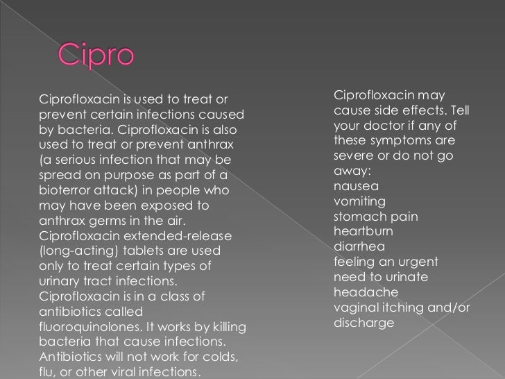 Ciprofloxacin side effects go away Ciprofloxacin side effects go away